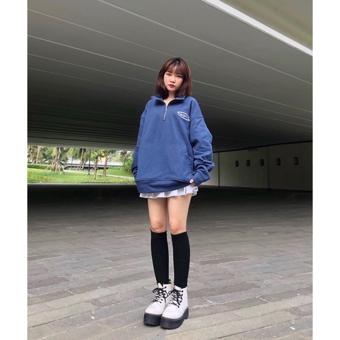 ÁO HALF ZIP SIMPLE XANH