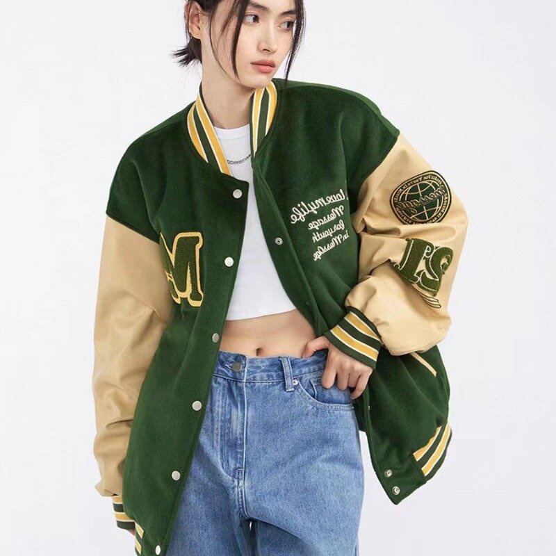 Áo Khoác Bóng Chày Dáng Rộng Phong Cách Hiphop Thời Trang