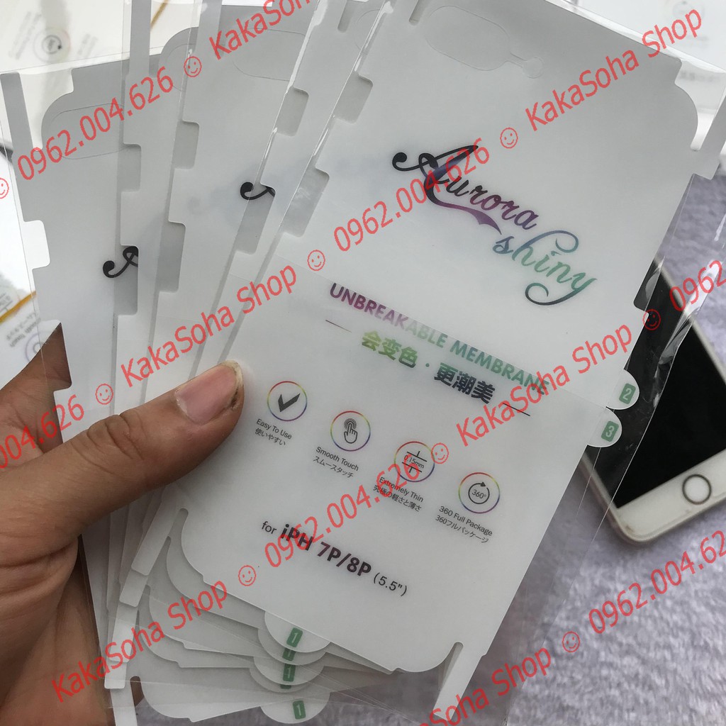 Dán PPF Iphone 11/x/xsmax/xr/6/7/8/6p/7p/8p Full Trước,Full lưng+viền[4 Lớp-Ánh 7 màu]