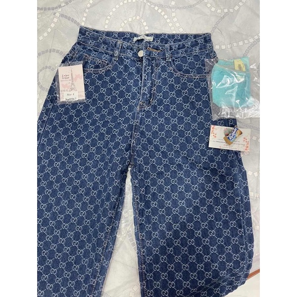 GUCCI Jeans quần ống suông lưng cao hot hit hàng cao cấp