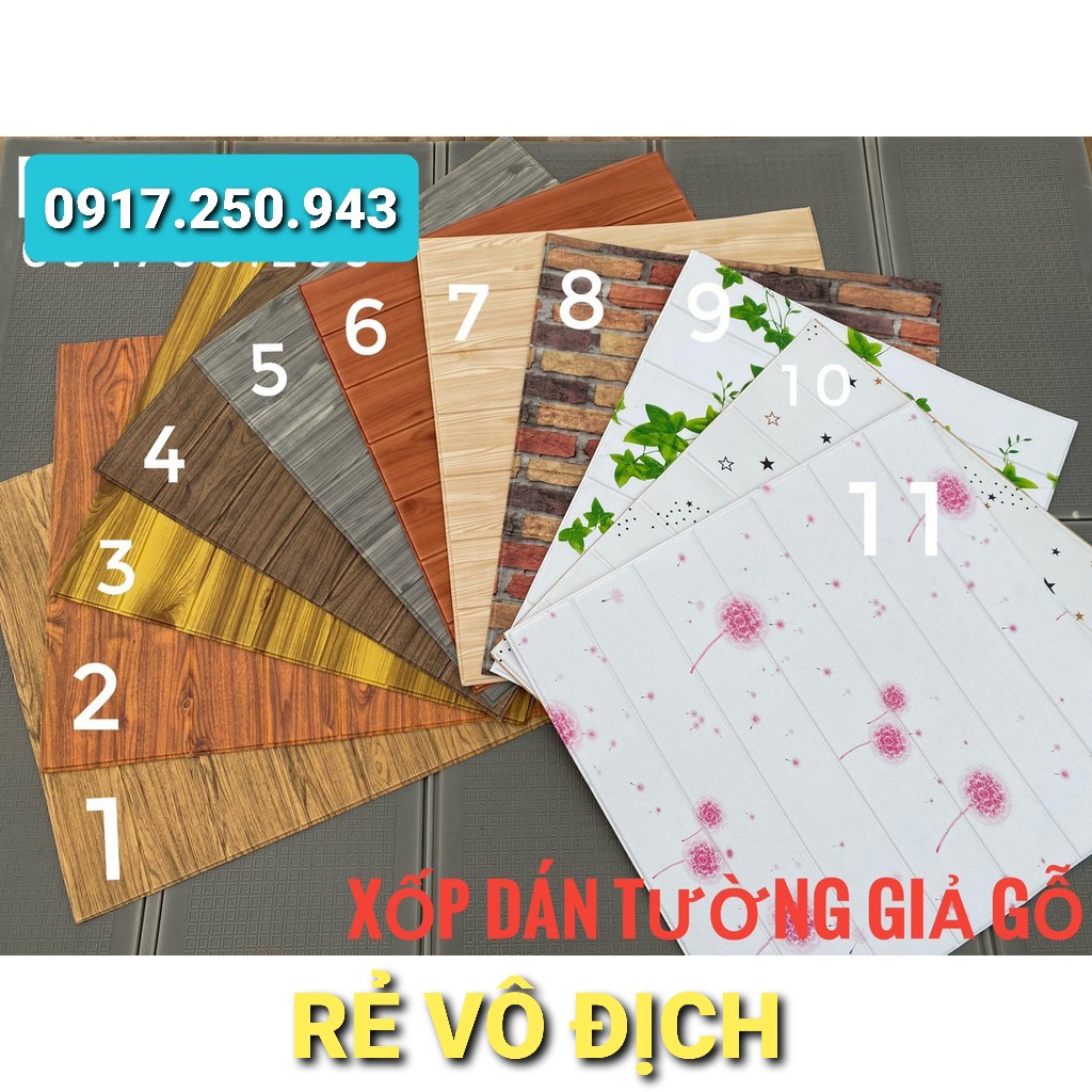 [RẺ VÔ ĐỊCH] 🌻 Xốp Dán Tường Giả Gỗ 3D Loại 1 - KHỔ LỚN 77 X 70CM - Chống Nóng, Chống Thấm, Cách Âm