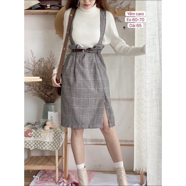 Yếm dạ caro xẻ tà