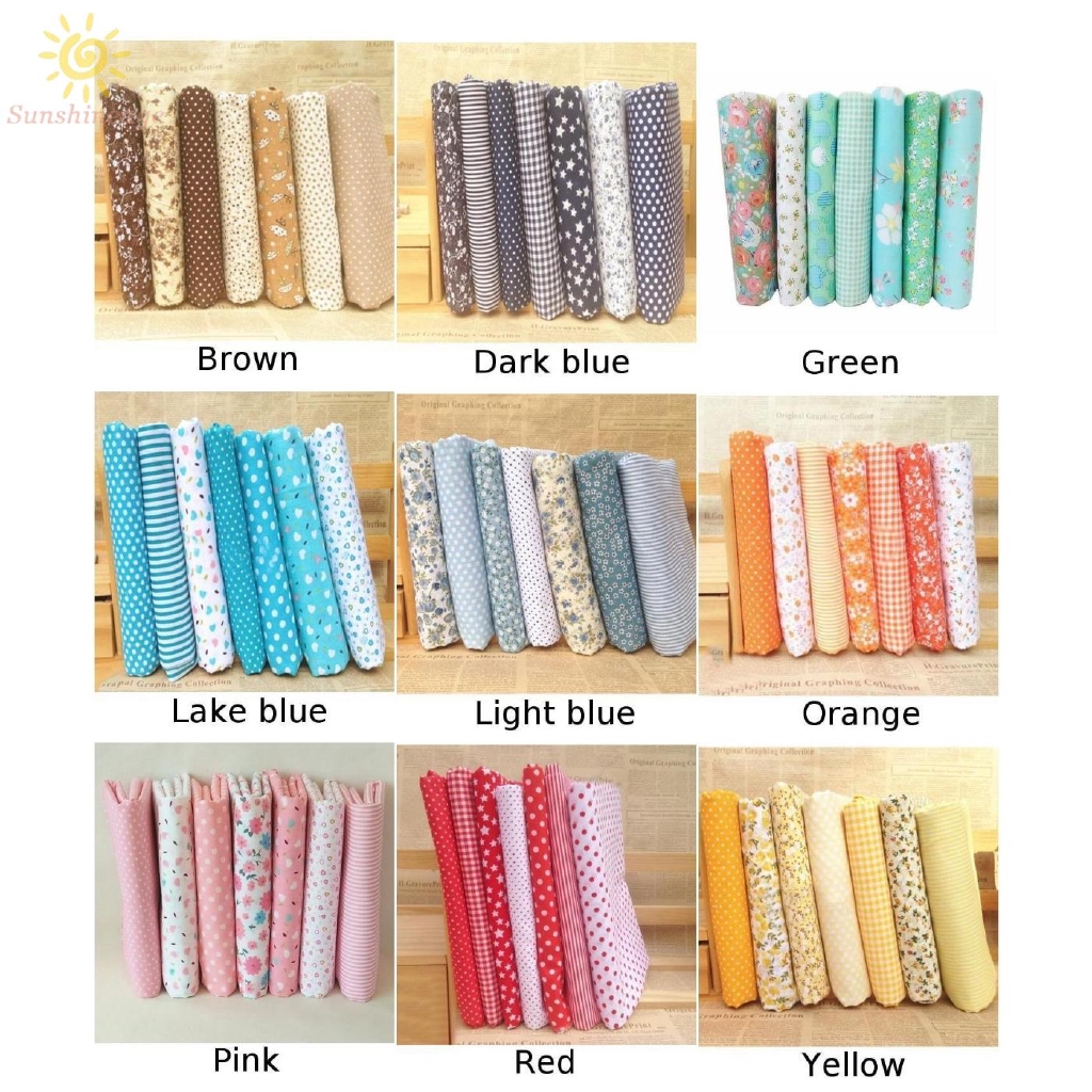 Set 7 Tấm Vải Cotton Nhiều Màu 25x25cm 25x25cm Làm Đồ Thủ Công Diy