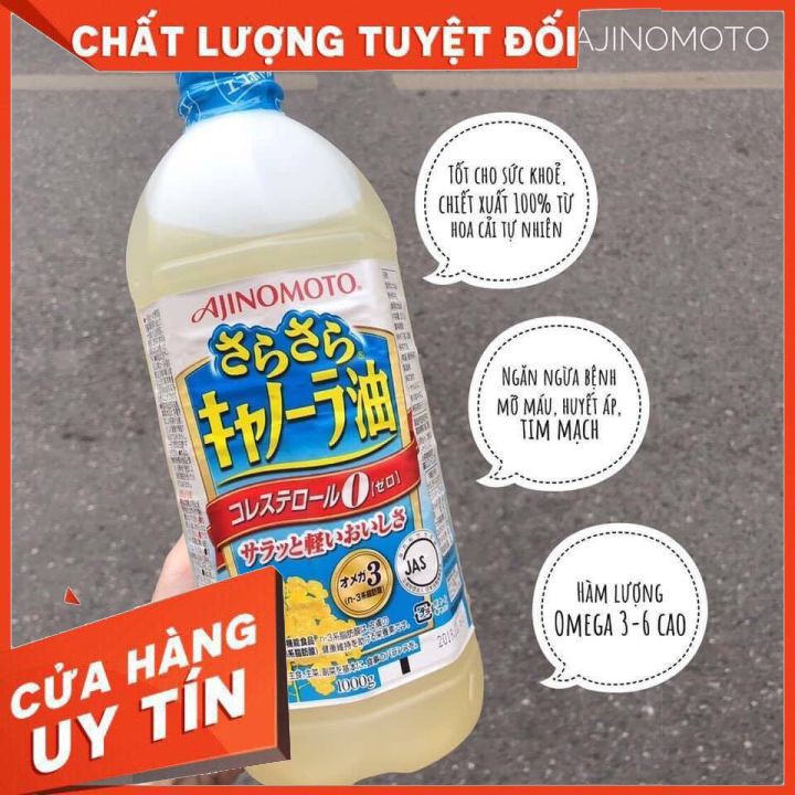 Dầu ăn hoa cải Ajinomoto nội địa Nhật chai 1L [FREESHIP TOÀN QUỐC] Hàng chính hãng