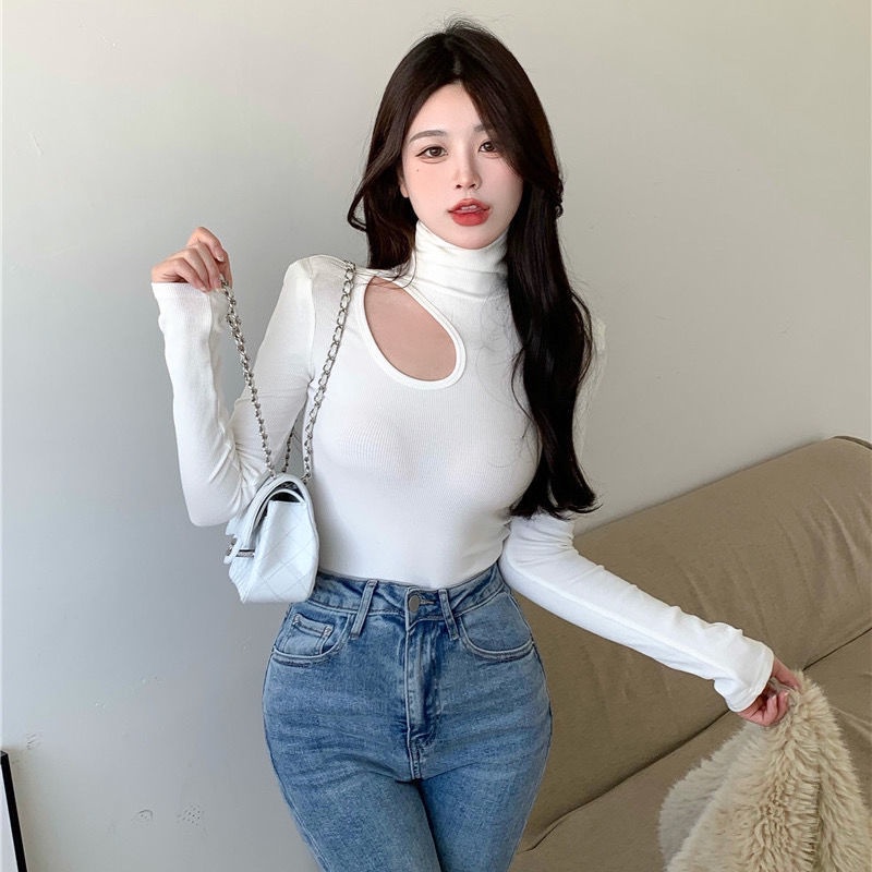 Áo Thun COZOK Tay Dài Cổ Cao Dáng Ôm Quyến Rũ Trẻ Trung Cho Bạn Gái