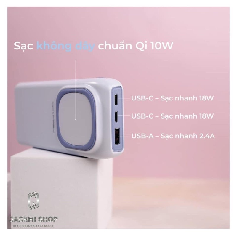 [HÀNG CHÍNH HÃNG] Sạc dự phòng kiêm sạc không dây iPhone MIPOW Power Cube 20000 PD 18W/ QI 10W Wireless Charge