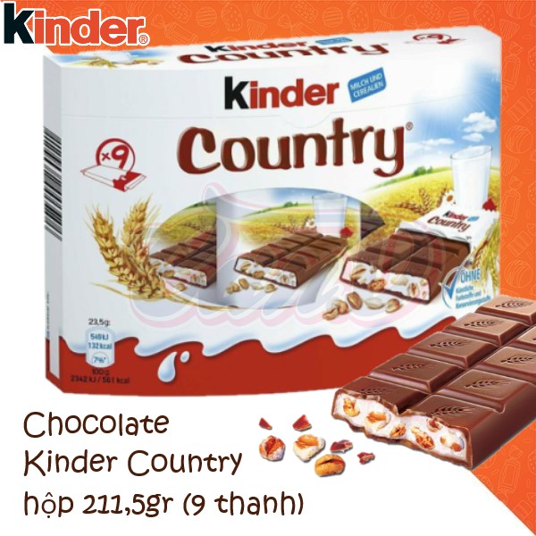 Chocolate Kinder Country hộp 211,5gr (9 thanh)