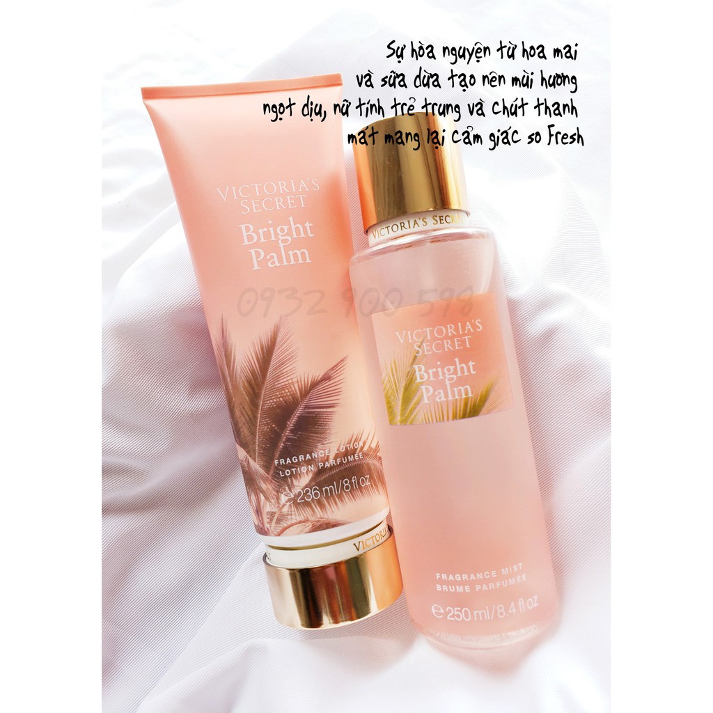 COMBO Xịt Thơm Body Mist Victoria’s Secret -Bright palm (tem nhan day du)