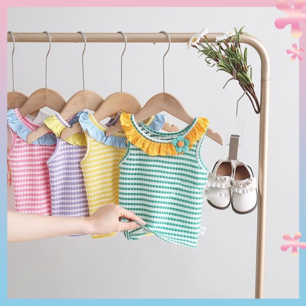 Áo Cotton Không Tay Họa Tiết Kẻ Sọc Thời Trang Mùa Hè Cho Trẻ Em