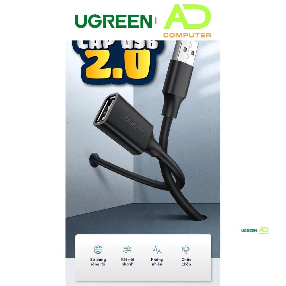 Dây USB 2.0 nối dài UGREEN dùng cho PC, Laptop,book - UGREEN US103 - Hàng phân phối chính hãng - Bảo hành 18 tháng