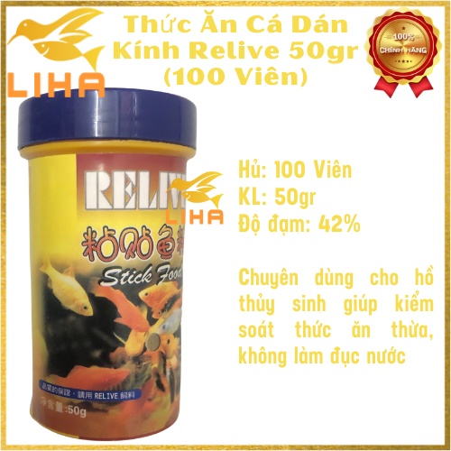 Thức Ăn Cá Viên Dán Kính Relive 50gr (100 Viên) - Cám Cá Chuyên Dùng Cho Hồ Thủy Sinh