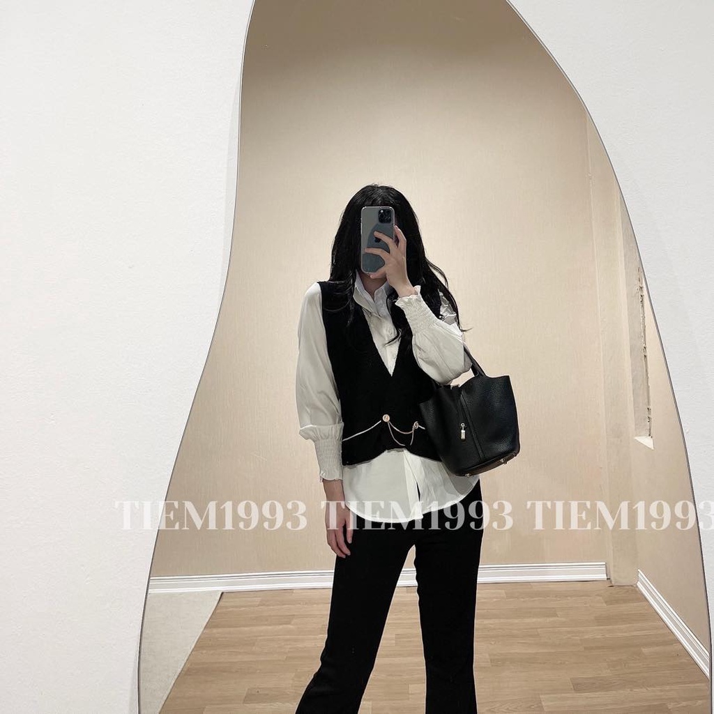 Set sơ mi gile len cách điệu thời trang công sở