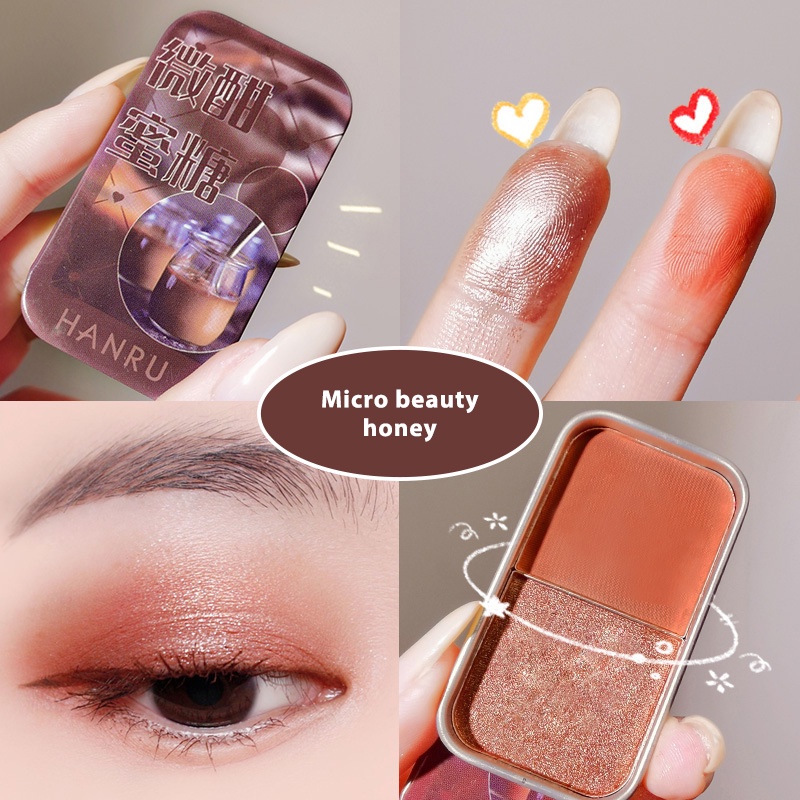 Bảng Phấn Mắt Hai Màu Lì/Nhũ Ngọc Trai Kích Thước Nhỏ Gọn Tiện Dụng
