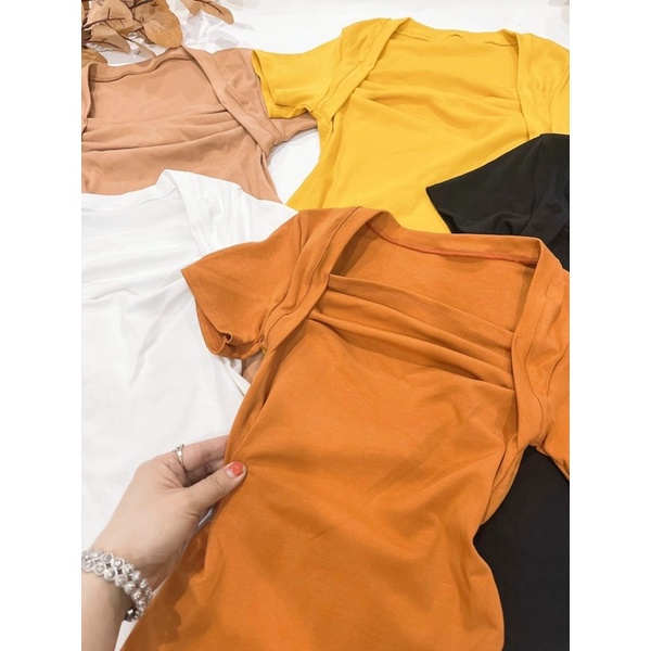 ÁO THUN NỮ VẠT NHỌN CỔ VUÔNG _111