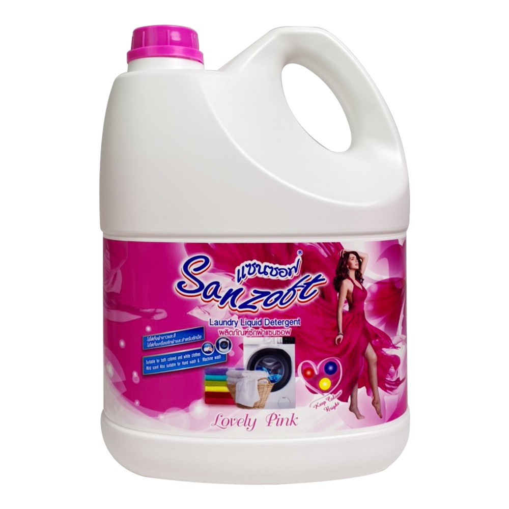 Giặt xả đậm đặc Thái Lan SANZOFT 3500ml Lovely pink hương quyến rũ - can trắng hồng