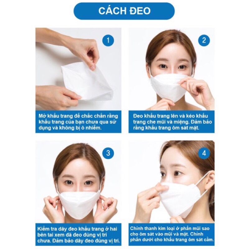 Hộp 10 cái khẩu trang KF94 My O2 - H2T, kháng khuẩn, chống bụi, màu trắng 【】