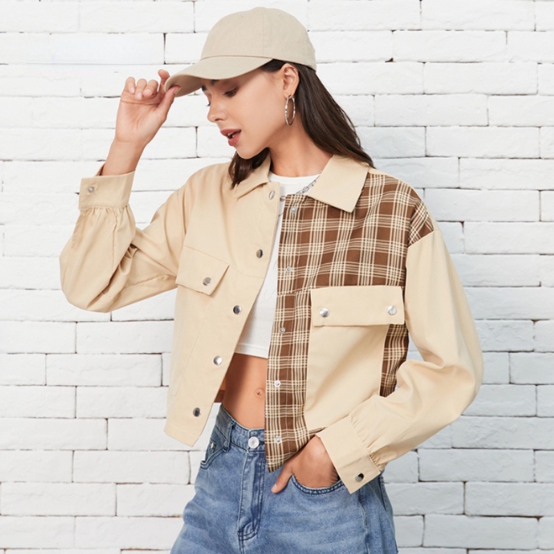 IELGY  Áo Khoác Ngắn Dáng Rộng Cài Một Hàng Nút Thời Trang Cho Nữ