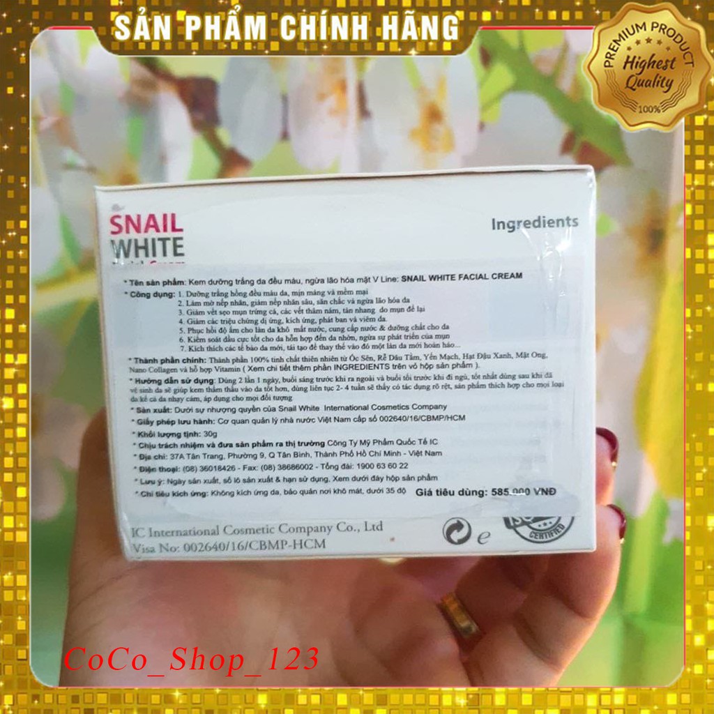 [𝐗Ả 𝐇À𝐍𝐆 - 𝐂.𝐇.Í𝐍.𝐇 𝐇.Ã.𝐍.𝐆]Kem Dưỡng Trắng Da Mặt SNAIL WHITE (Ả𝙣𝙝 𝙩𝙝ậ𝙩)