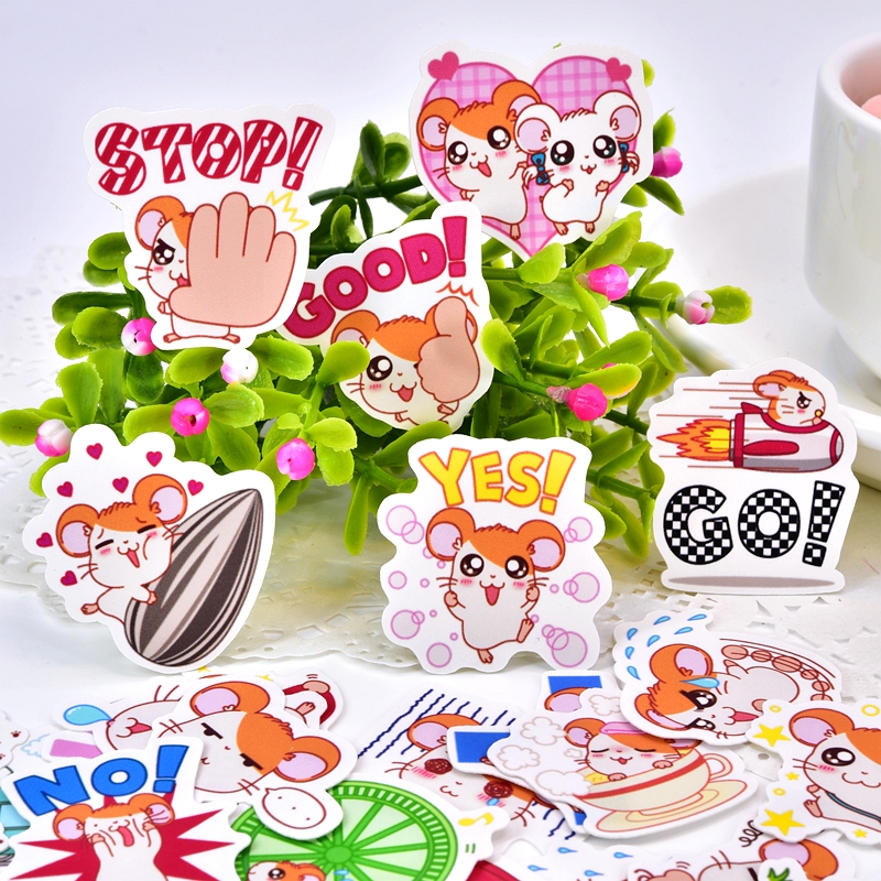 ★★★ Cute Trotting Hamtaro Q-1 Mini Diary Manual Stickers ★★★ 40Pcs/Set DIY Fashion Scrapbooks Album Decor Decals Stickers