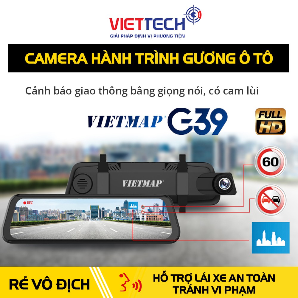 Vietmap G39 – Camera Hành Trình Kết Hợp Màn Hình Gương