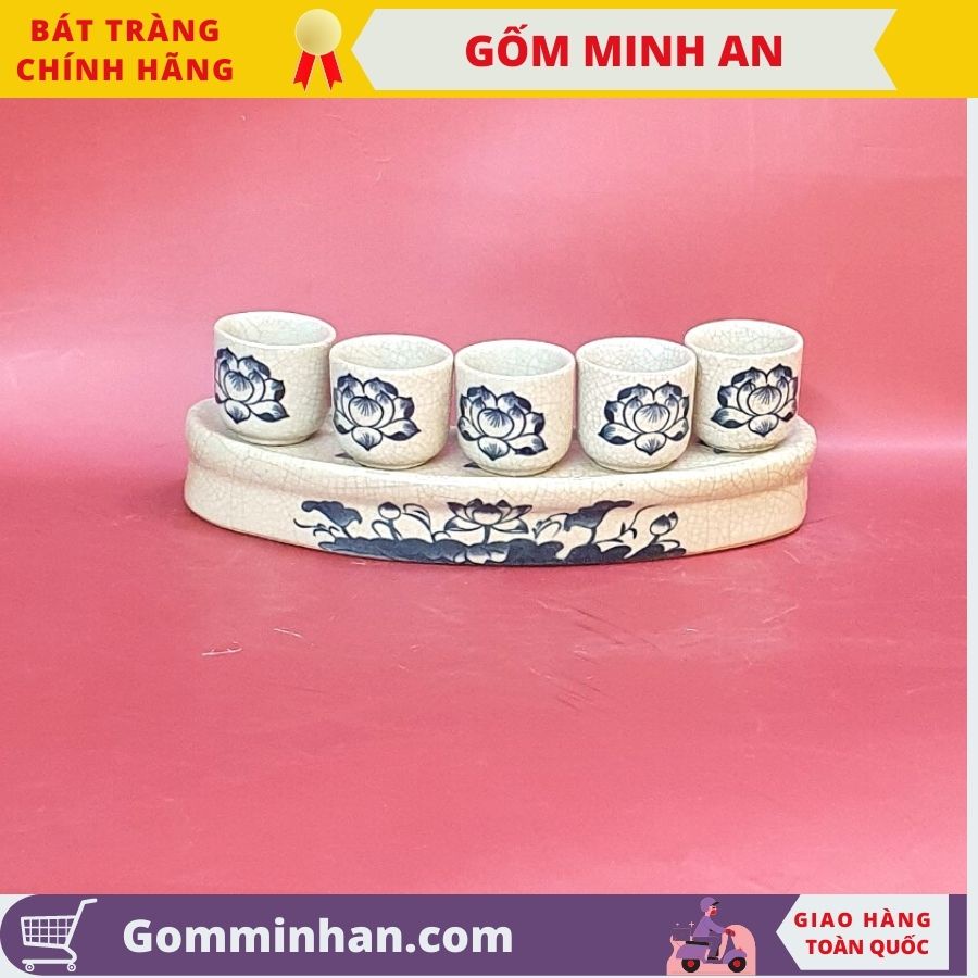 Kỷ Thờ Men Rạn Cao Cấp Vẽ Hoa Sen- Gốm Sứ Bát Tràng- Gốm Minh An