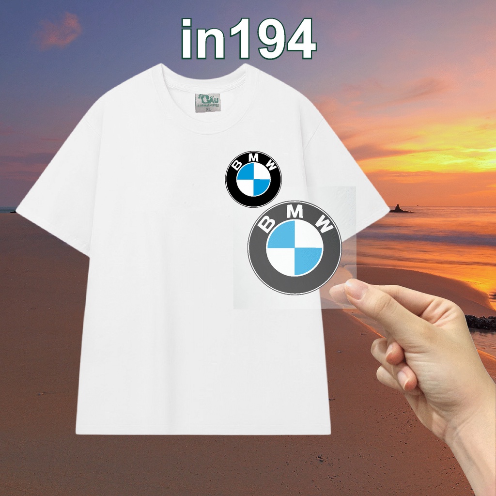 Sticker logo in194 công nghệ in pet chuyển nhiệt- ủi trực tiếp lên vải, áo - 8cm - BMW