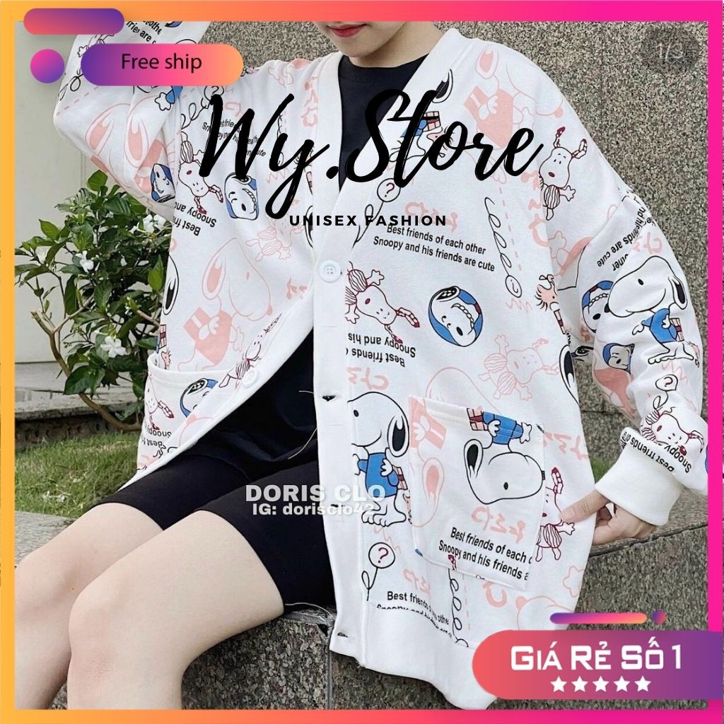 Áo Hoodie Nỉ - Áo Khoác Nỉ Nam Nữ Unisex SNOOPY Màu Trắng Cực Hot - WY.STORE