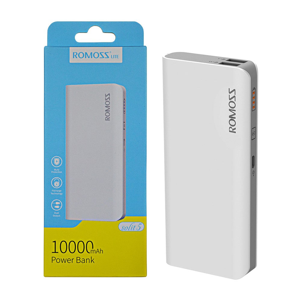 Pin sạc dự phòng Romoss Solit 5 10.000mAh hỗ trợ sạc nhanh 2.1A - Hãng phân phối chính thức