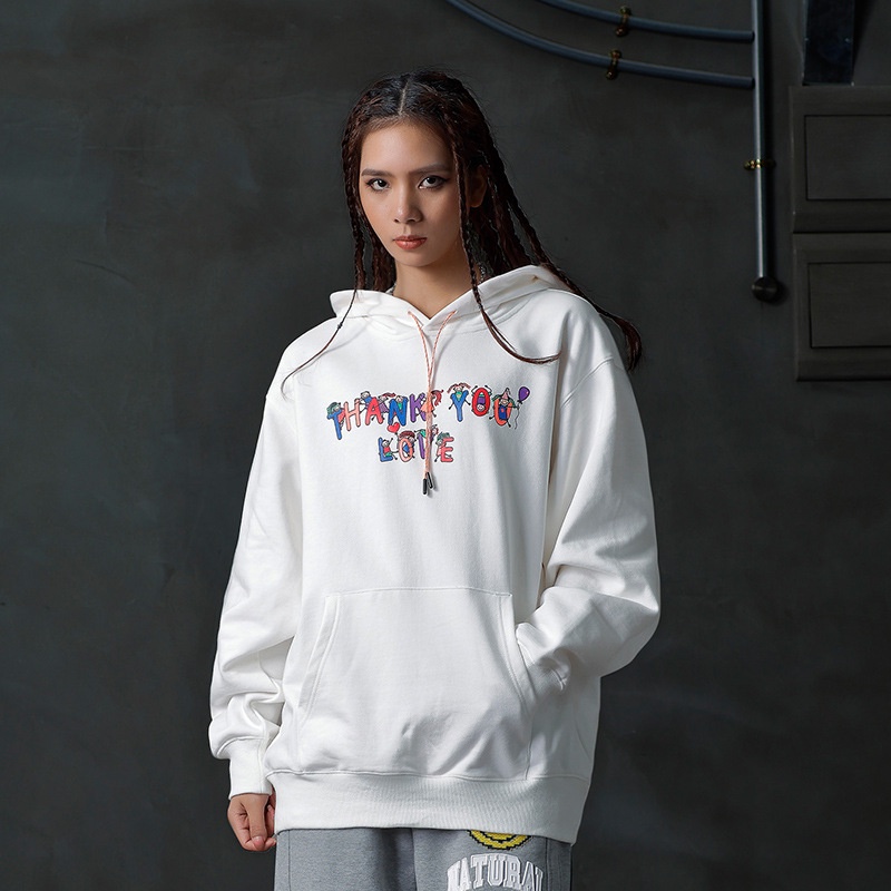 Áo hoodie trắng basic Try New Thinking, Áo nỉ bông nhiều size (N304)