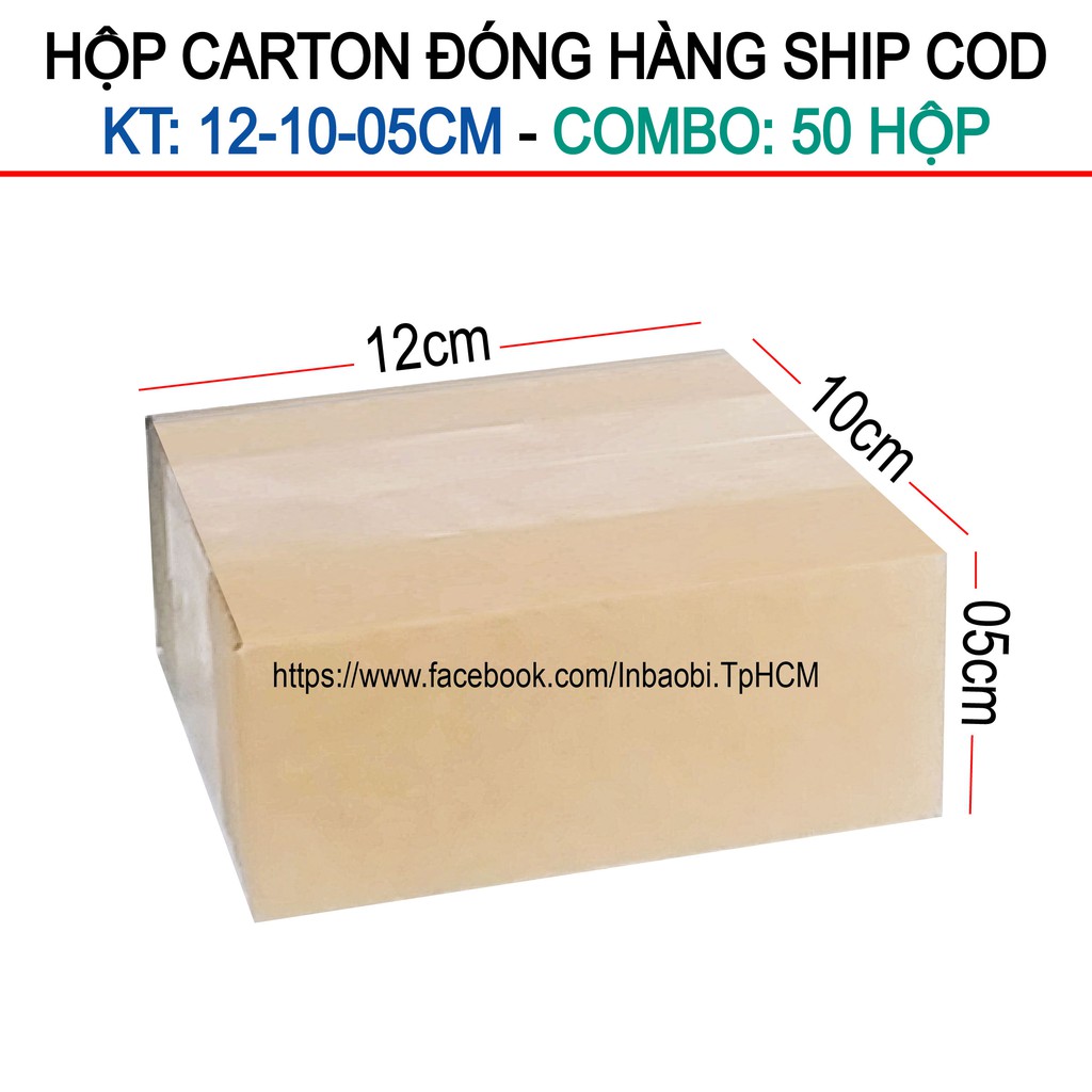 50 Hộp 12x10x5 cm, Hộp Carton 3 lớp đóng hàng chuẩn Ship COD (Green &amp; Blue Box, Thùng giấy - Hộp giấy giá rẻ)