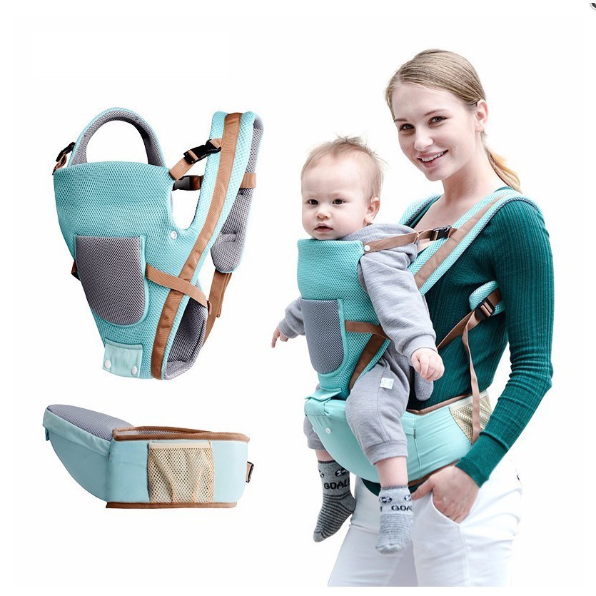 Địu ngồi trẻ em Babylab cho bé từ 0-3 tuổi màu xanh