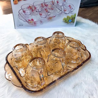 Bộ 6 cốc thuỷ tinh pha lê vàng