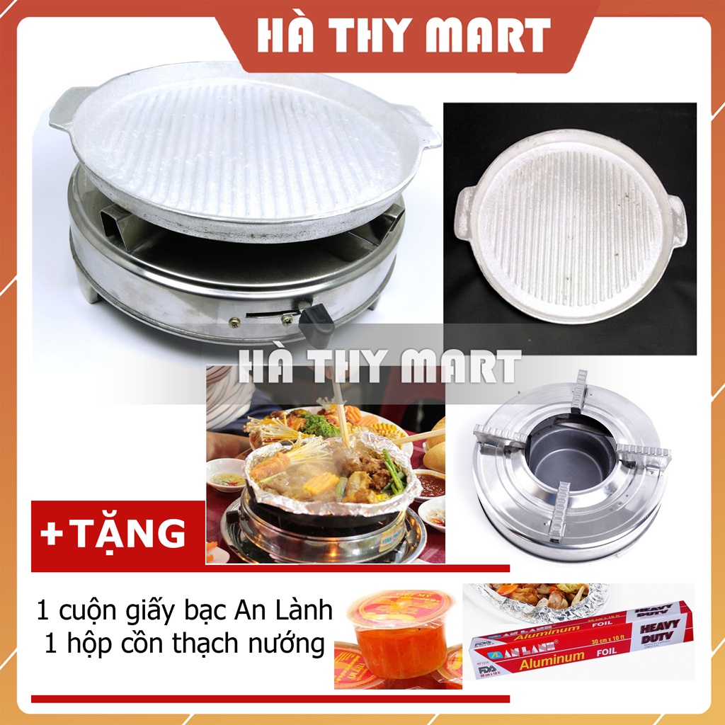 Bếp Nướng Cồn Và Chảo Gang Tặng Cồn Thạch Giấy Bạc