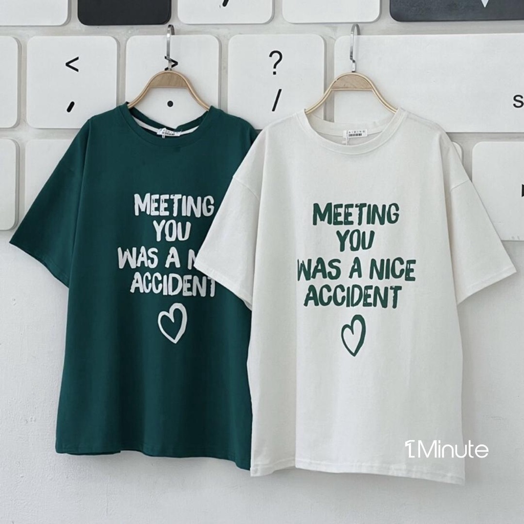 Áo Thun Tay Lỡ MEETYOU Xanh Lá Cotton, Áo Phông Rộng Mẫu Mới 2022 1Minute