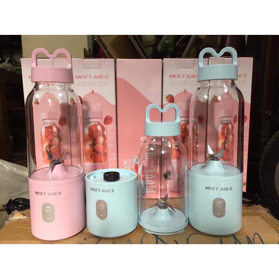 Máy Xay Sinh Tố Cầm Tay Mini Cắm Điện Meet Juice dung tích 500ml Máy Xay Sinh Tố Cối Thủy Tinh Đa Năng