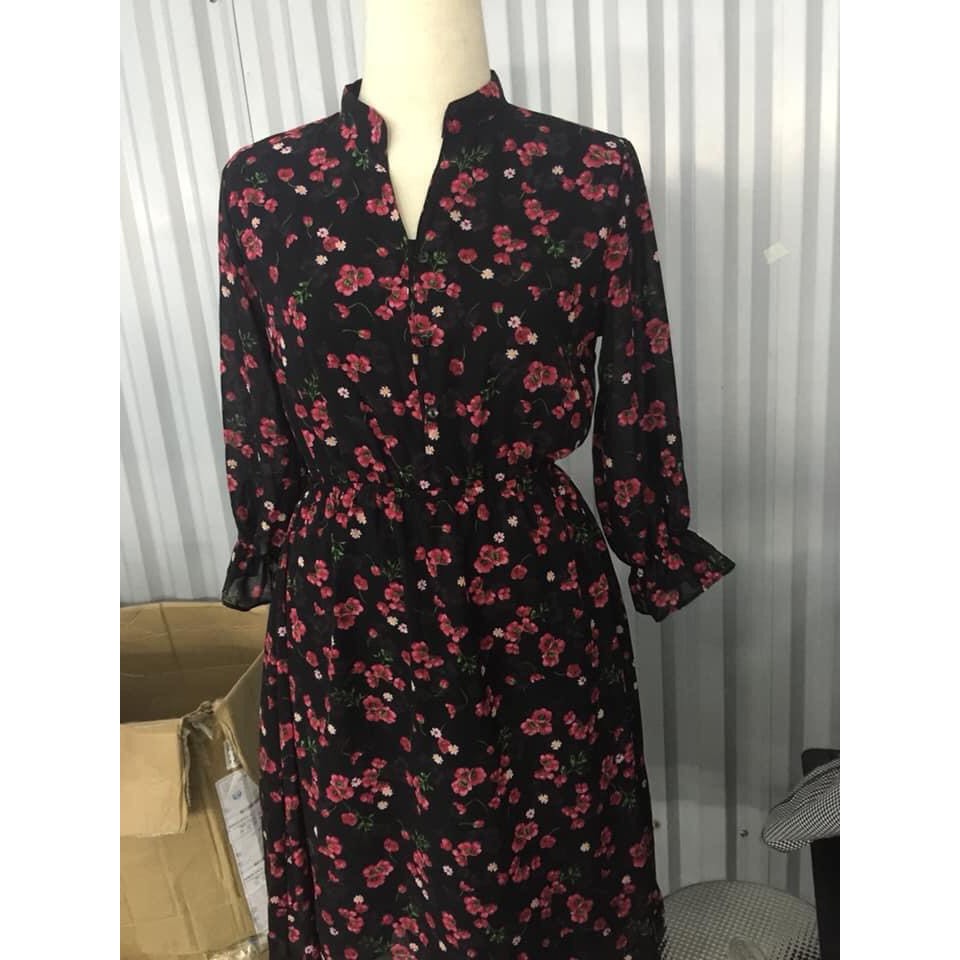 Váy hoa nhí Voan, Váy Vintage trẻ trung đáng yêu tặng kèm áo phông Hàn quốc