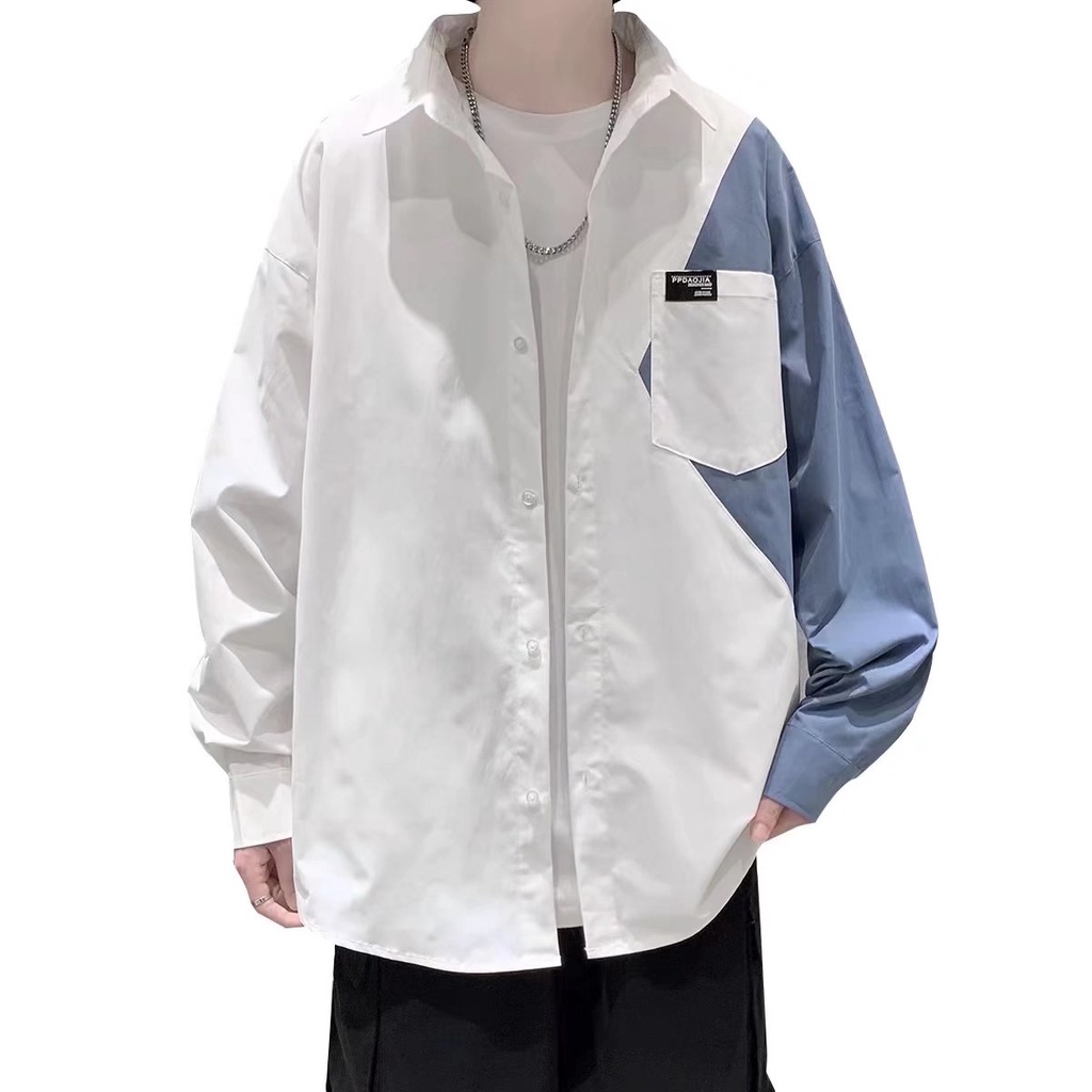 Áo sơ mi nam tay dài dáng rộng thiết kế mới thời trang Hàn Quốc 2022