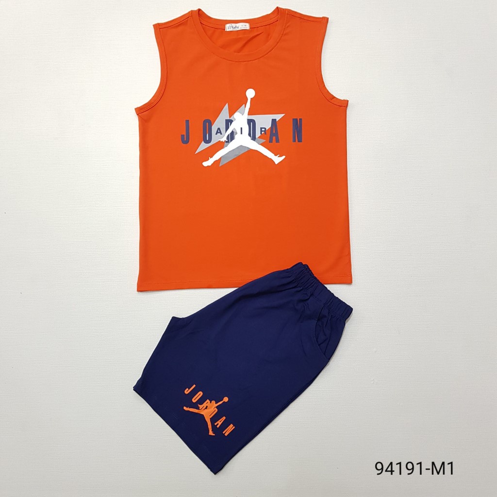 94191-M1 - Bộ cotton , bé trai , sát nách , in JORDAN , màu xanh lá , size to 13t-18t , ri6 - hàng Made in Vietnam