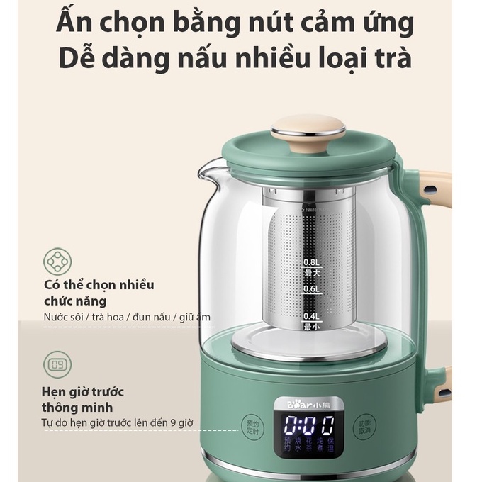 Bình pha trà đa chức năng Bear YSH-C08T1 - Hàng chính hãng - Bảo hành 18 tháng