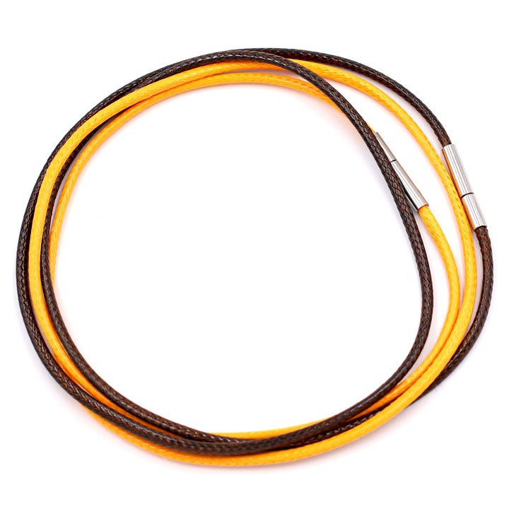 Combo 2 dây vòng cổ cao su nâu - vàng móc inox DCSNV1 - Dây dù bọc cao su