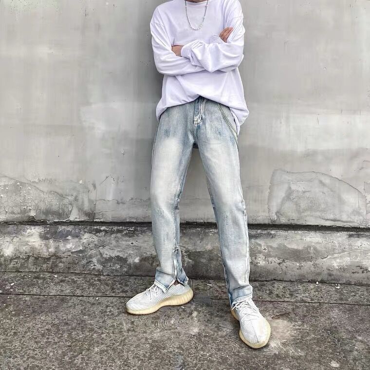 Quần Jeans Nam Dài Ống Đứng Mài Rách Thời Trang Hàn