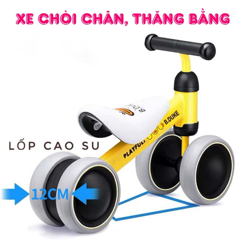 Xe chòi chân cho bé 1 tuổi đến 2 tuổi BDuck – Xe đồ chơi đẩy chân thăng bằng yên da bánh cao su DC019