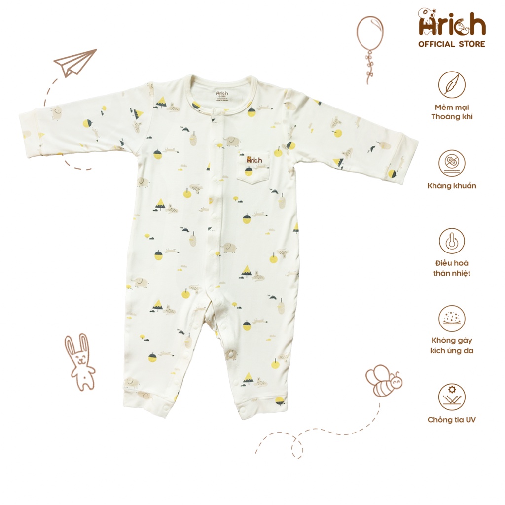 Bộ body dài Arich họa tiết mới (size từ 0-3 tháng đến 9-12m tháng)