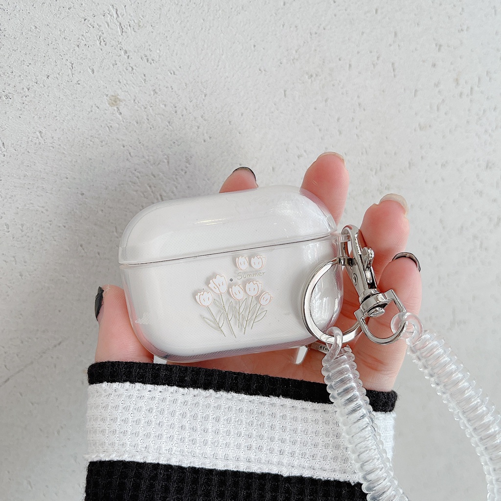 Vỏ Bảo Vệ Hộp Sạc Tai Nghe airpods 1 2 Pro 3rd Generation Pro 1/2 Trong Suốt Chống Sốc Họa Tiết Hoạt Hình Kèm Dây Đeo Kiểu Nhật Hàn