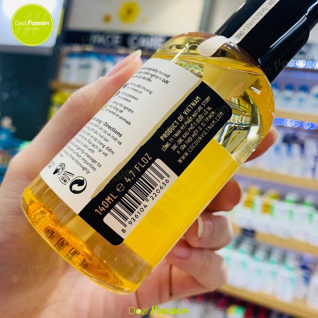 Dầu Tẩy Trang Cocoon Chiết Xuất Hoa Hồng Làm Sạch Sâu, Dưỡng Ẩm, Chống Lão Hóa - Cocoon Rose Cleansing Oil - 140ml