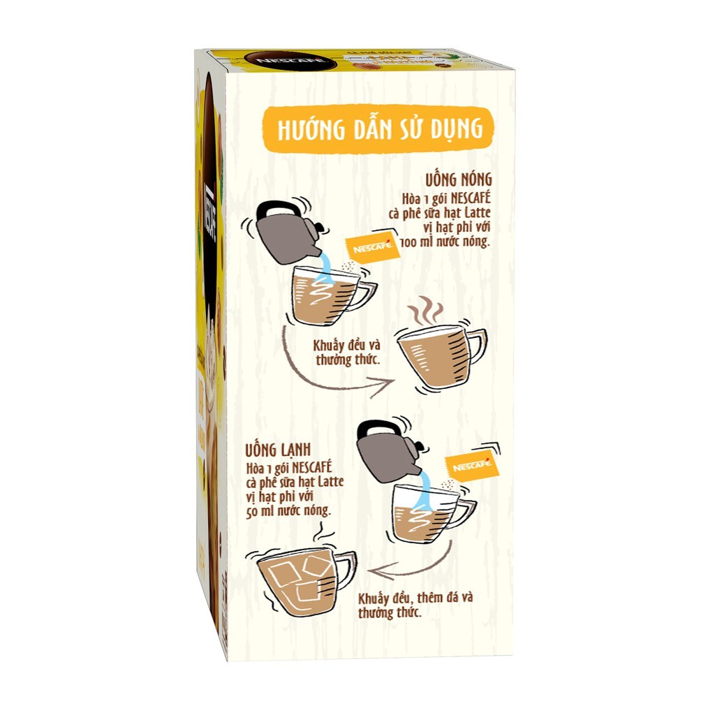 Cà Phê Hòa Tan Nescafe Latte Sữa Hạt Vị Hạt Phỉ (Hộp 10 Gói X 24g)