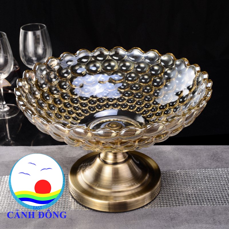 Khay đựng hoa quả pha lê đẹp chân đế trang nhã sang trọng size đường kính đĩa 20 cm