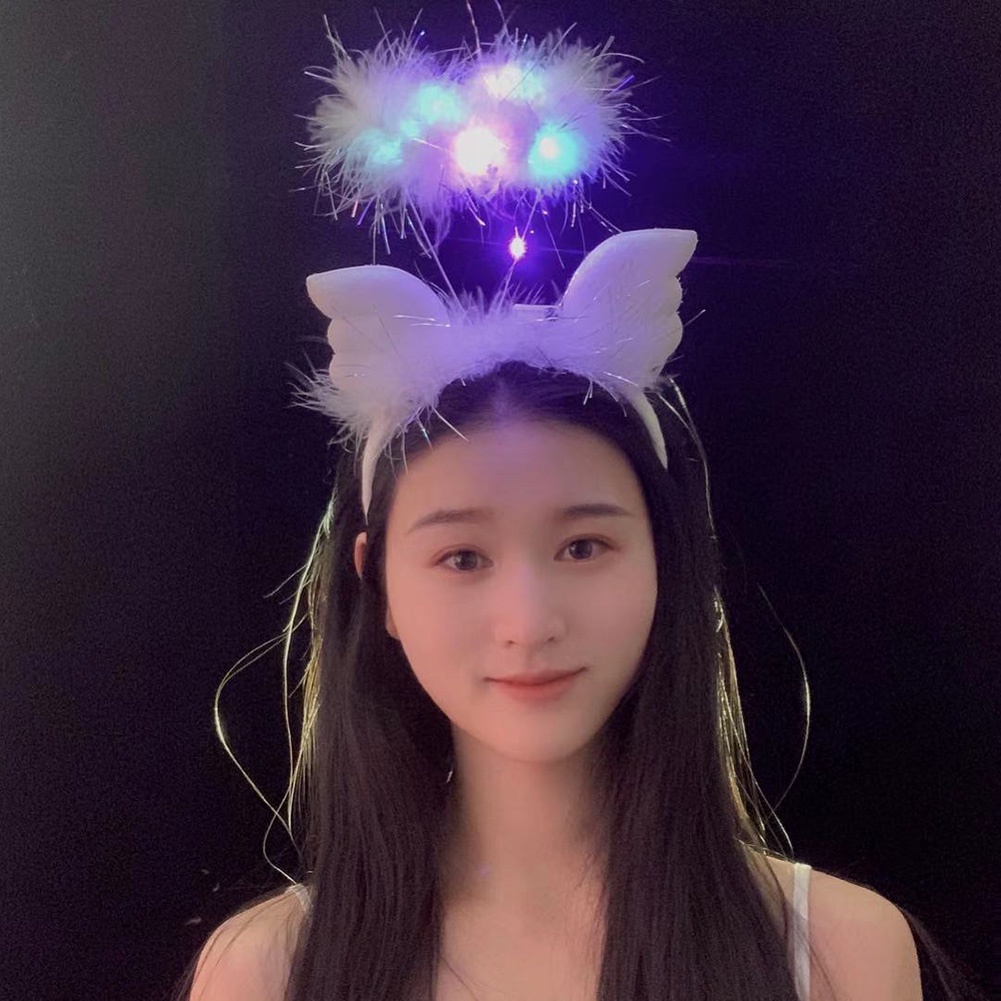Băng Đô Cài Tóc Hình Cánh Thiên Thần Có Đèn LED