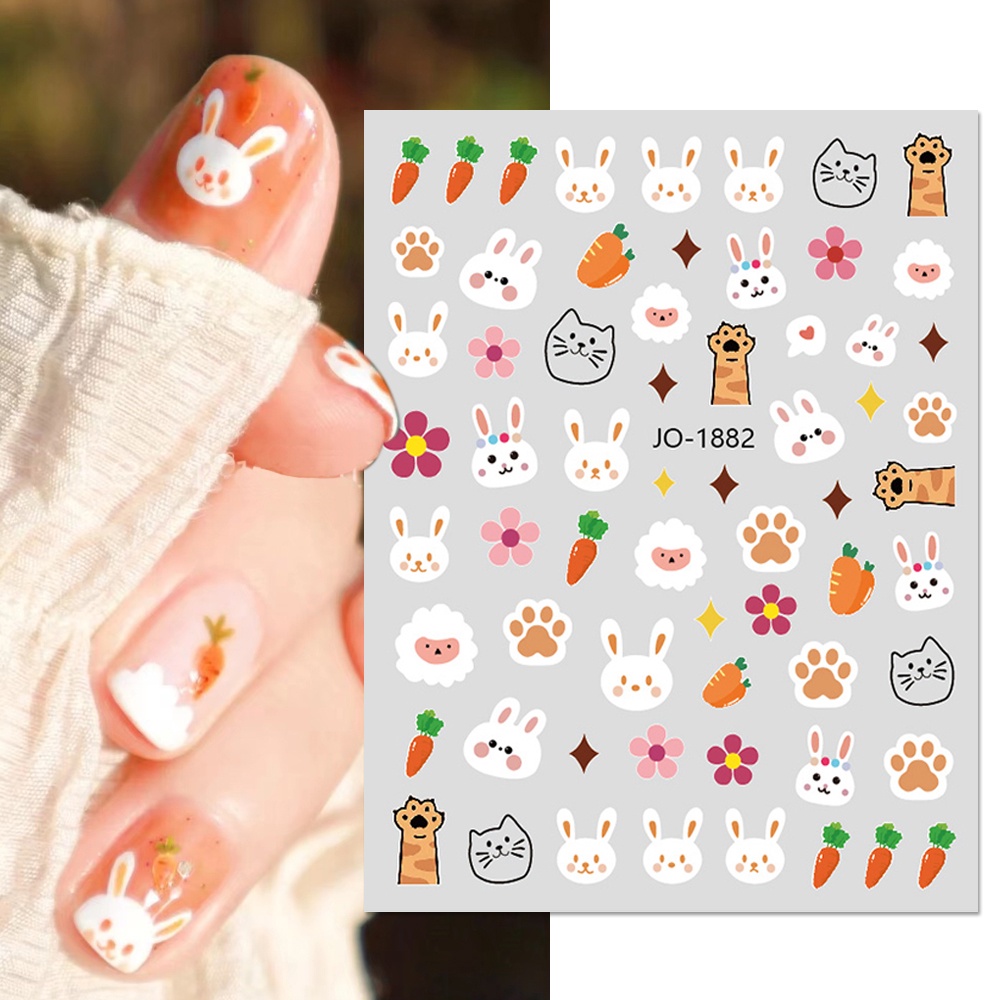 Miếng Dán Trang Trí Móng Tay Họa Tiết Hoạt Hình 3D Dễ Thương Thời Trang Mùa Hè