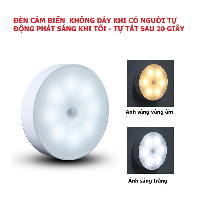 Đèn cảm biến khi có người không dây tự động phát sáng ban đêm, công suất 0.6W sạc 1 lần dùng 60 ngày dán trên mọi bề mặt